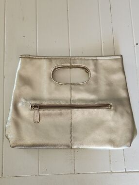 Valerie Stevens Metallic Gold Genuine Leather Clutch